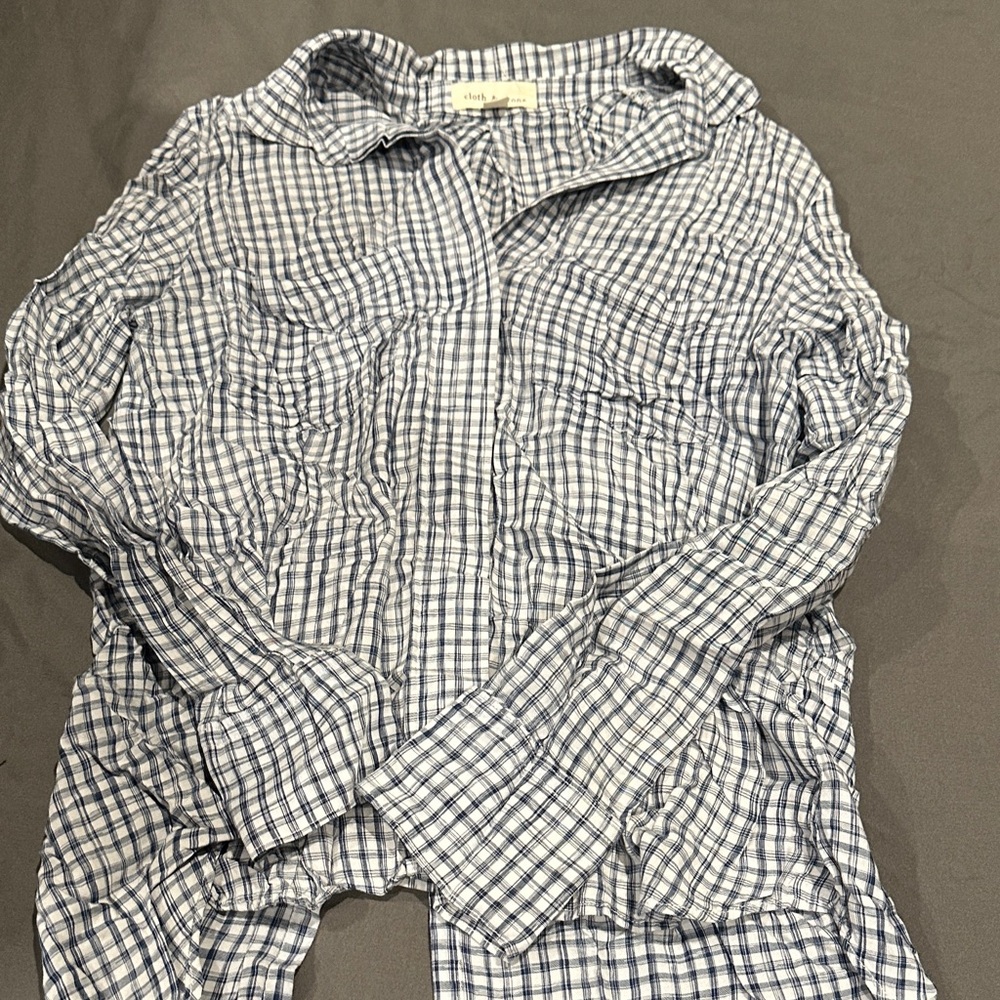 Cloth & Stone Navy and White Plaid Casual Shirt